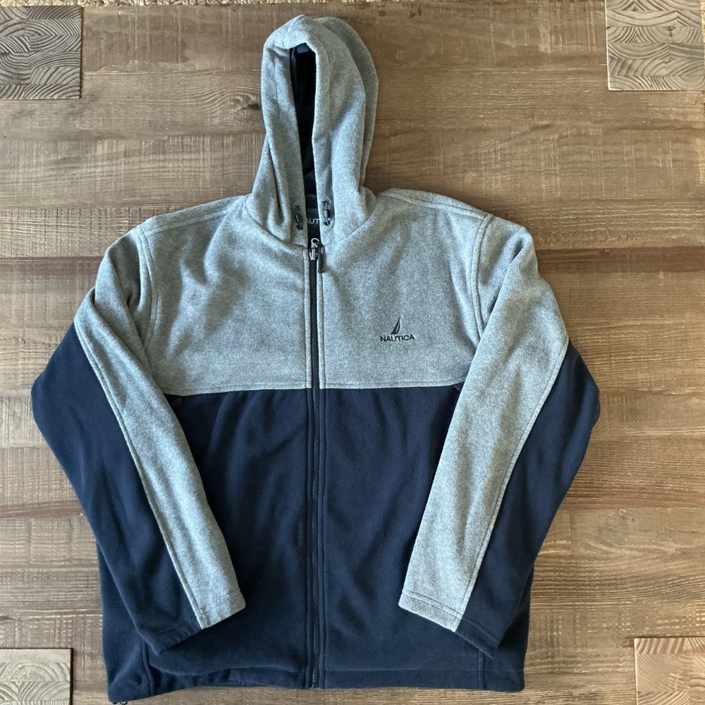Nautica Gray and Black Reversible Zip-Up Jacket Mens XL